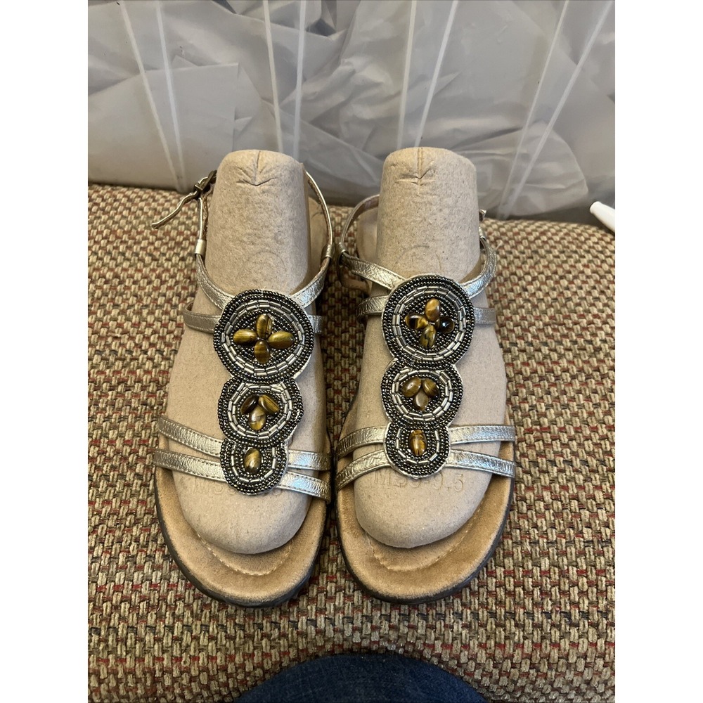 Clarks Artisan Gold Beaded Strappy slingback Sandals 32252 Size 8M
